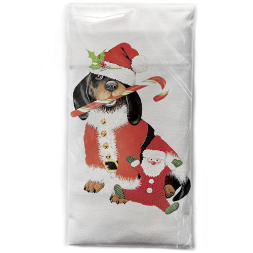 Doxie Santa Flour Sack Towel