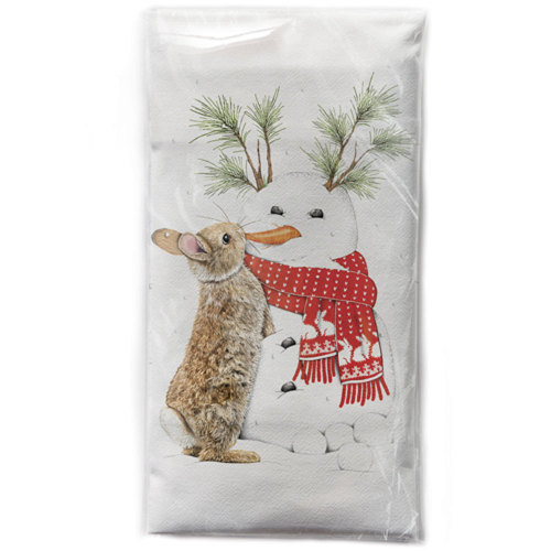 SOS!  Bunny Snowman Flour Sack Towel