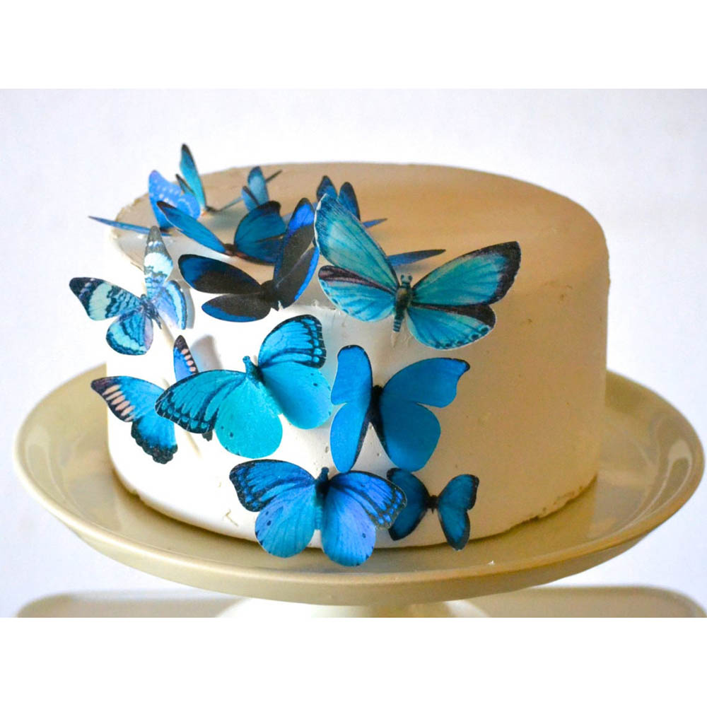 Blue Butterflies Wafer Paper