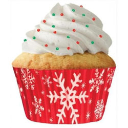 Red Snowflake Cupcake Liners