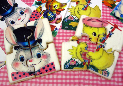 Retro Easter Wafer Paper Puzzle Cookies How-To