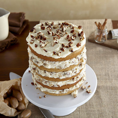 Spice Cake with Mascarpone and Candied Pecans