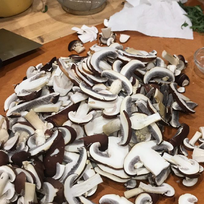 Spiced Wine Caps (and a side of Pork Chops)