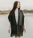 Fringed Shawl with Pockets Made of Merino Wool Army Green Gaelsong