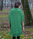 Fringed Shawl with Pockets Made of Merino Wool Green Gaelsong