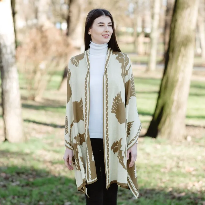A10084 BROWN Colour Scottish Thistle Cotton Shawl Lifestyle Galesong