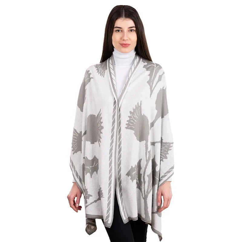A10084 GREY Colour Scottish Thistle Cotton Shawl Studio Galesong