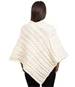 A10090NATURAL Fisherman Wool Buttoned Aran Poncho Back Studio Gaelsong 