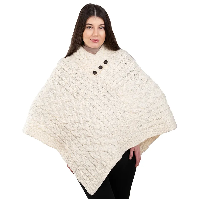 Ladies' Cable Knit Poncho | Gaelsong Ladies' Cable Knit Poncho | Gaelsong