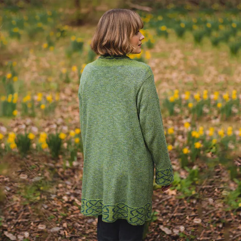 A10095 Silk Celtic Knotwork Mull Jacket - Irish Green Back View Gaelsong