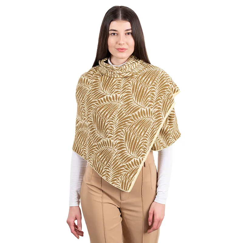 A10101 Newgrange Fern Design Irish Wrap in FAWN BROWN Colour Studio Gaelsong 