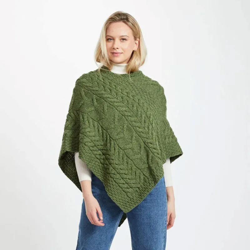 A10109 Color MEADOW GREEN SuperSoft Merino Ladies Irish Poncho Shop online On Gaelsong