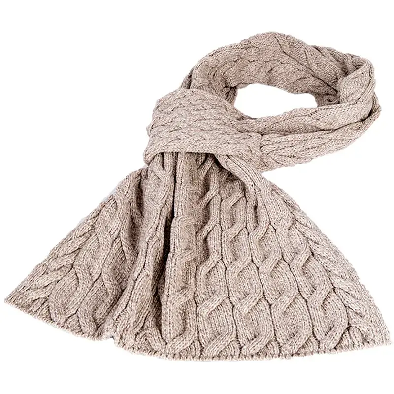 A10111 MISTY GREY Women's Pull Through Cable Knit Shawl Gaelsong