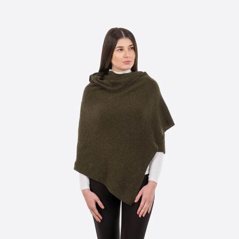 A10113 Women's Lightweight Lambswool Irish Shawl Army Green Gaelsong