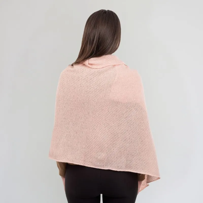 Women's Lightweight Lambswool Irish Shawl Pink Back View Gaelsong 
