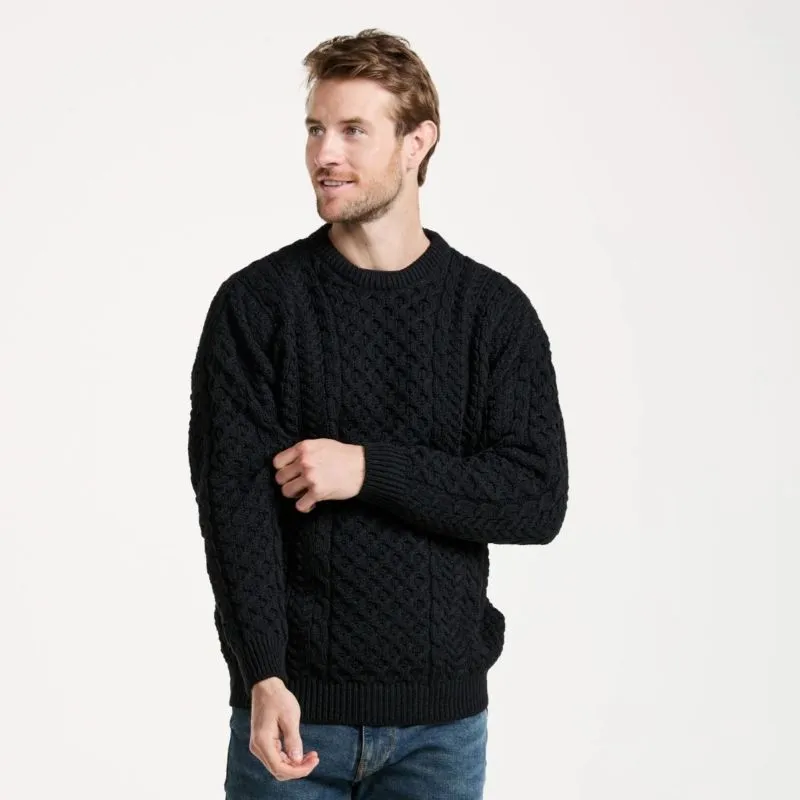 A20182 BLACK Colour Heavyweight Traditional Irish Fisherman Sweater Lifestyle Gaelsong 