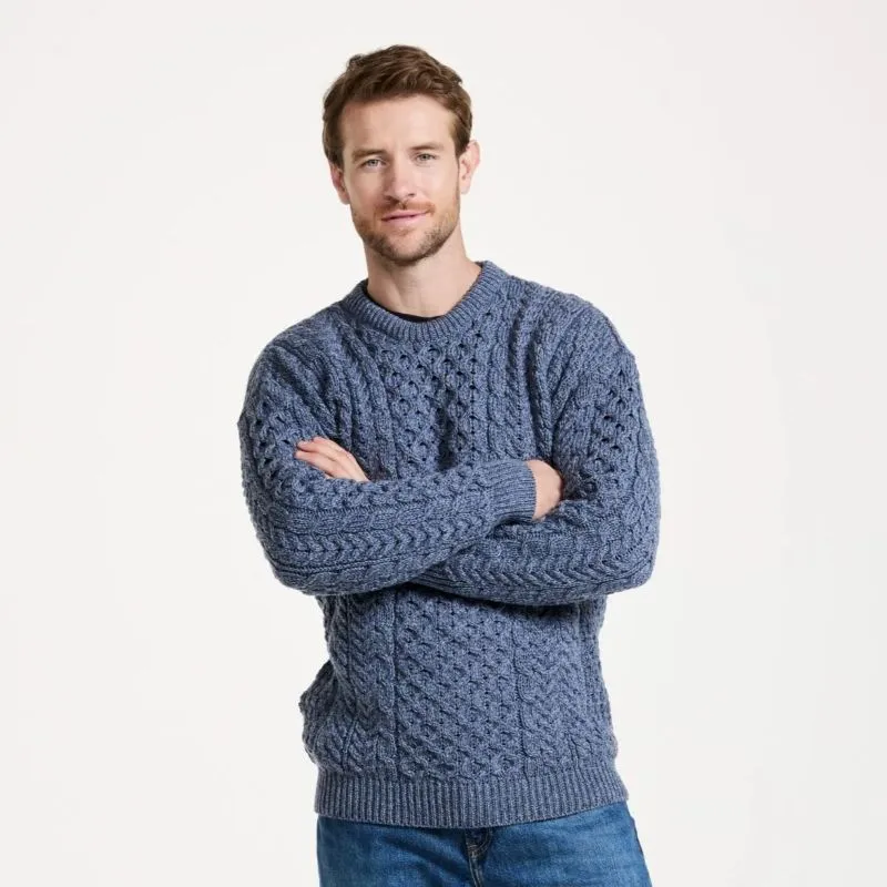 A20182 DENIM BLUE Colour Colour Heavyweight Traditional Irish Fisherman Sweater Gaelsong 