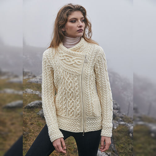 Cable Knit Side Zip Cardigan | Celtic Knitwear | Gaelsong