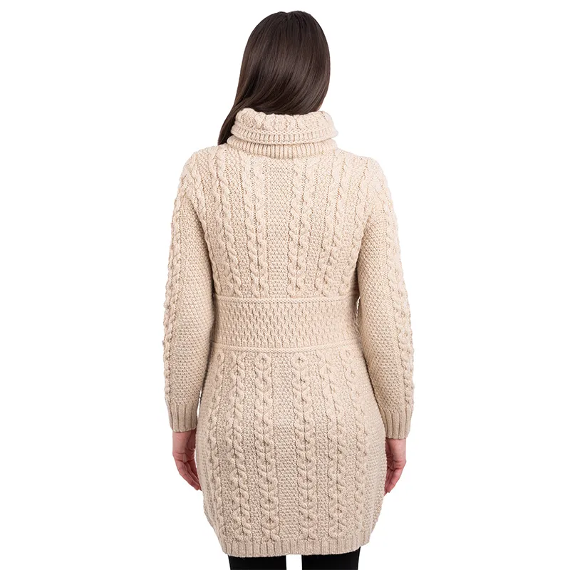 A20196 NATURAL WHITE Colour Double Collar Zip Cardigan Back Side Gaelsong