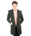 Long Open Cardigan with Hood Made of Merino Wool Navy Army Green Gaelsong