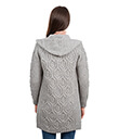 Long Open Cardigan with Hood Made of Merino Wool Grey Back Gaelsong