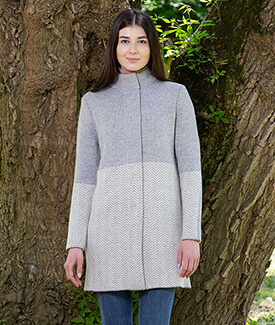 Ladies Herringbone Irish Wool Coat