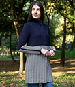 Ladies Herringbone Wool Coat Navy 1 Gaelsong