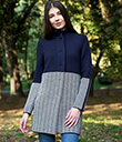 Ladies Herringbone Wool Coat Navy 2 Gaelsong