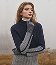 Ladies Herringbone Wool Coat Navy 5 Gaelsong