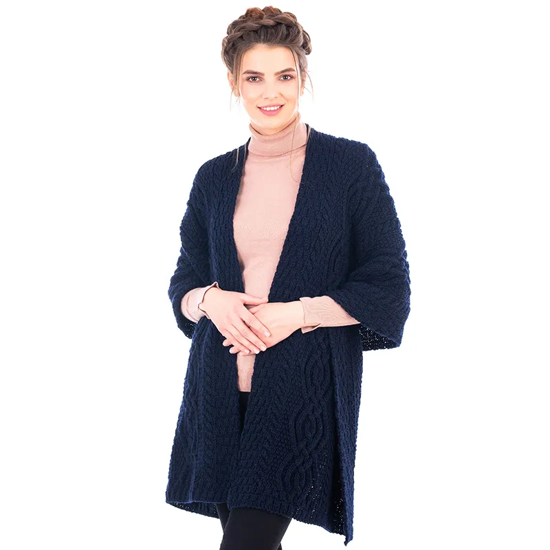 A20219 NAVY Color Ladies Classic Cable Wool Wrap Studio Gaelsong