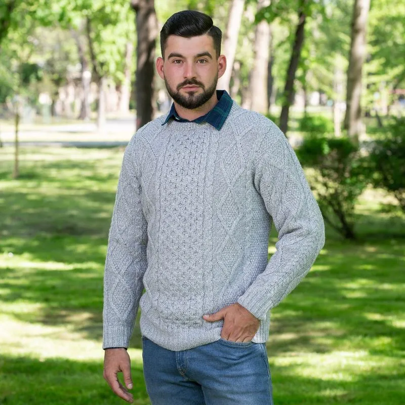 A20225 GREY Colour Men's Heritage Crew Neck Irish Sweater Lifestyle Gaelsong