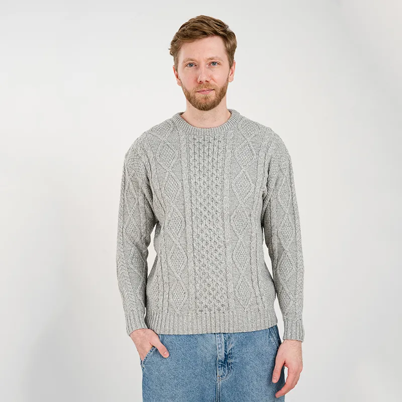 A20225 GREY Colour Men's Heritage Crew Neck Irish Sweater Gaelsong