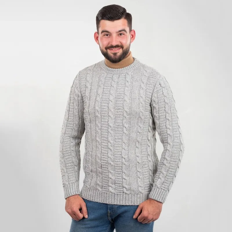 A20228 Celtic Cable Men's Sweater Grey Gaelsong