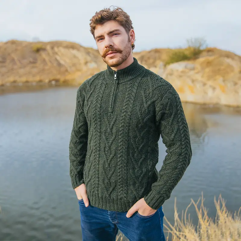 Fisherman Quarter Zip Sweater Celtic Knitwear Gaelsong