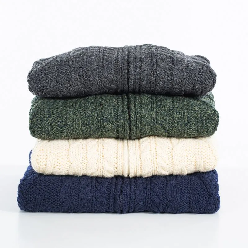 A20231 ALL COLOUR Men's Full Zip Merino Aran Cardigan Gaelsong