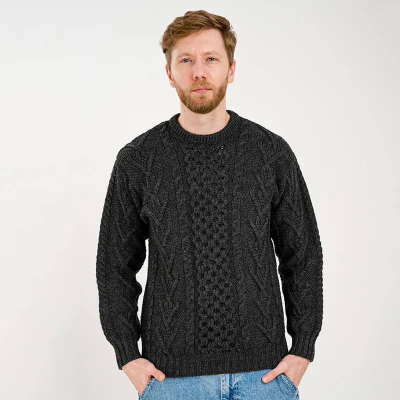 A20232 CHARCOAL Colour Men's Irish Aran Sweater Gaelsong