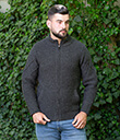 Celtic Cable Zip Cardigan Charcoal 3 Gaelsong