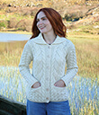 Cable Button Cardigan Made of Merino Wool of Natural White Color Lifestyle Gaelsong