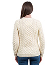 Merino Cable Crew Neck Sweater Made of Merino Wool Natural White Color Lifestyle Back Gaelsong