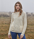 Merino Cable Crew Neck Sweater Made of Merino Wool Natural White Color Lifestyle 4 Gaelsong