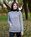 Merino Cable Crew Neck Sweater Made of Merino Wool Grey Color Lifestyle 2 Gaelsong