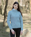 Ladies Berry Cable Knit Aran Sweater view 3
