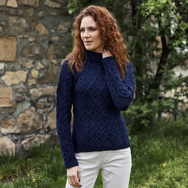 Navy aran jumper hotsell