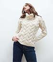 Chunky Cable Cowl Neck Irish Sweater