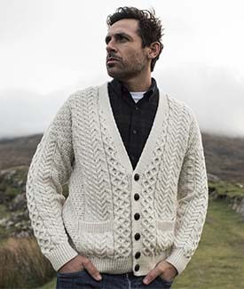 Mens Traditional Aran Wool Sweater