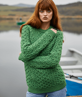 Side Button Honeycomb Irish Sweater