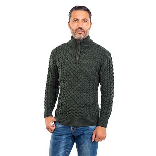 Honeycomb Half Zip Fisherman Sweater for Men