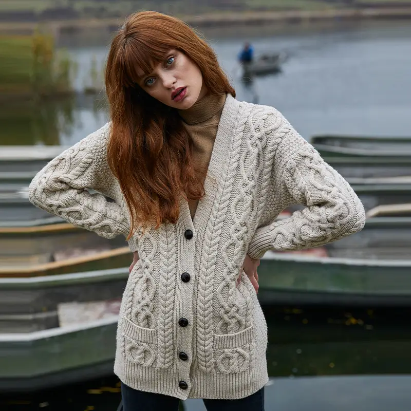 Fisherman cable knit cardigan best sale