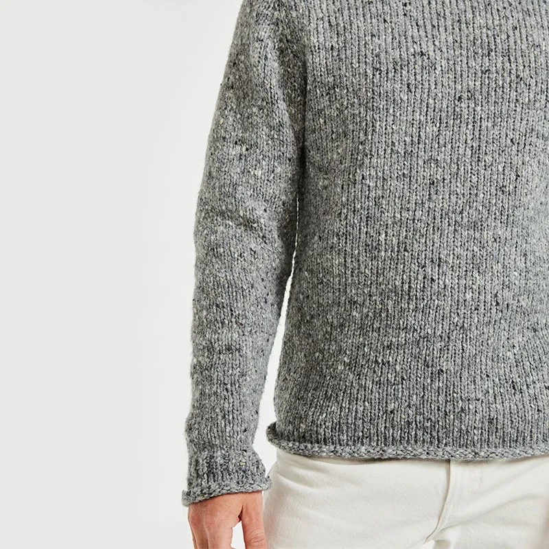 A20282 Donegal Wool Roll Neck Sweater Closeup Sleeve View Gaelsong