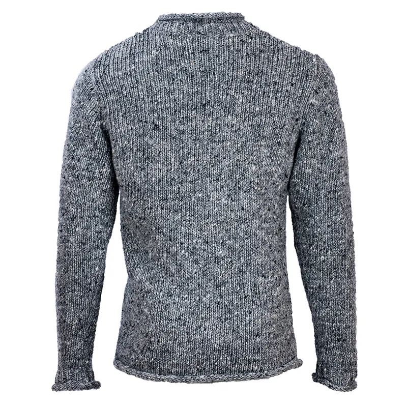 A20282 Donegal Wool Roll Neck Sweater Studio Back Side View Gaelsong